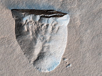 Mars, Icy Scarp, Jižní polovině, vodní led, sublimace, výšce, jáma, strmá šátek, Větrné pruhy, Evoluce povrchu, lidské průzkum