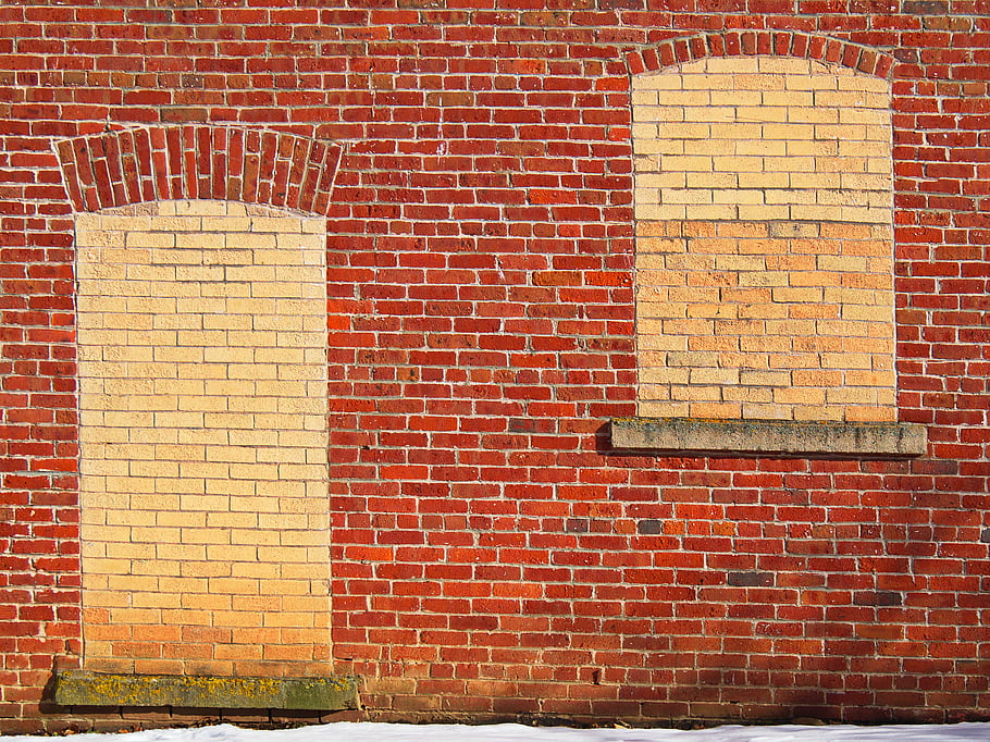 brick, wall, building, window, pattern, exterior, facade, architecture, worn, old, warehouse
