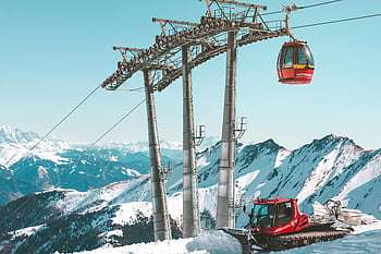 funivia rossa, stazione sciistica, sto vedendo, Austria, spazzaneve, vista panoramica, montagne, inverno, funivia, la neve, Alpi