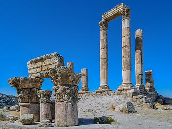 temple Of Hercules, historic Site, roman Temple, pillars, amman Citadel, ancient, historic, travel, tourism, archaeology, amman