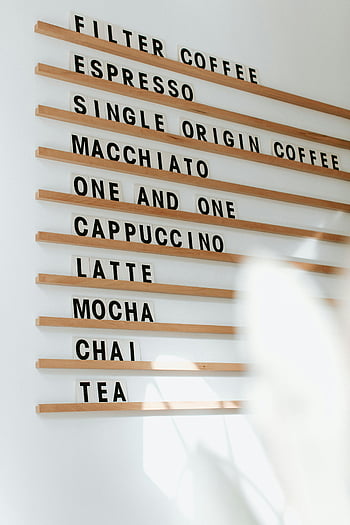 coffee menu, letter board, stylish menu, coffee types, café menu, Lancaster PA, espresso, cappuccino, latte, mocha, chai tea