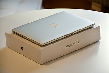 macbook pro, laptop, Originální balení, bílý stůl, krytý, jablko, box, zobrazení produktu, technologie, elektronika, rozbalení