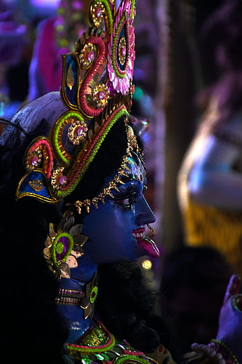 bohyně kali, indická bohyně, Kolkata Festival, živé zobrazení, Maa Kali, indické božstvo, barevná socha, bohyně hinduistické, Náboženský festival, Kulturní oslava, tradiční umění
