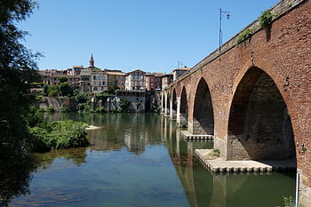 ponte, mattone, architettura, monumento, fiume, vecchia città, patrimonio mondiale dell'unesco, Albi, Occitania, Francia, turismo