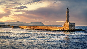 lighthouse, sea, port, mediterranean, sea Wall, ocean, watchtower, beacon, navigation, seascape, horizon