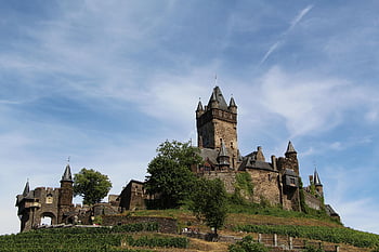 reichsburg, cochem, castle, germany, sightseeing, building, tower, knight's Castle, high, enthroned, vineyards