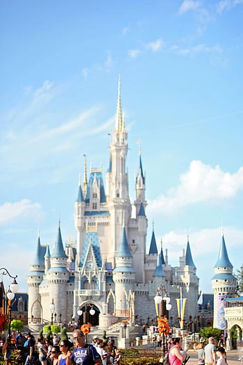 Disney κάστρο, orlando, λούνα παρκ, ηλιόλουστη μέρα, φωτεινή ημέρα, γευστικό πλήθος, διάσημος Disney, ο κόσμος του Ντίσνεϋ, Κάστρο Σταχτοπούτας, florida, θεματικό πάρκο