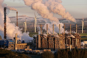 Industrie, Petroleum, Schornsteine, Ethylen, Fraktionierung, Mossmorran, Schottland, fife, Verschmutzung, Großbritannien, Vereinigtes Königreich