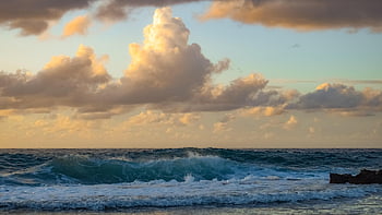 mare, onde, cielo, nuvole, natura, pomeriggio, paesaggio marino, orizzonte