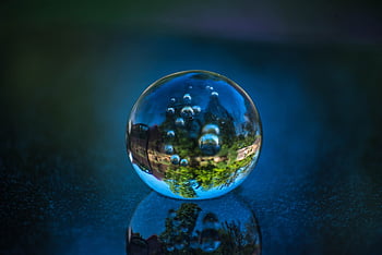 ball, reflection, mirroring, round, light, sphere, transparent, bubble, crystal, blue Mirror, blue Bubbles