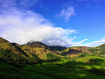 Chinnakanal Hills, svěží zeleň, modrá obloha, zelené hory, zatažená obloha, nádherný výhled, přírodní krajina, horské scenérie, horská stanice, scénické krásy, venkovní fotografie