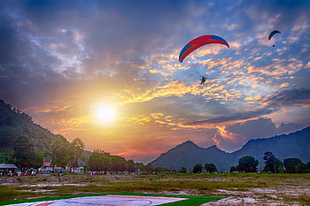 paragliding, flying, nature, sunset, sport, recreational Activity, parachute, paraglider, flight, freedom, adventure