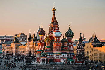 katedrála svaté bazalky, Moskva, Rusko, západ slunce, Rušný dav, nádherný výhled, Rudé náměstí, Kultovní architektura, historický mezník, cíl cesty, kulturní dědictví