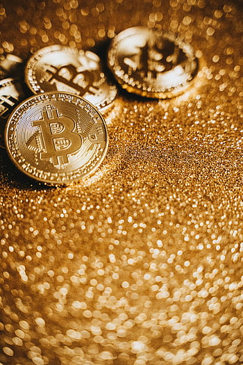 bitcoin-kolikot, kultaa, kryptovaluutta -investointi, lähikuva, hohtava kulta, digitaalinen valuutta, investointeja, kryptovarat, Bitcoin -sijoitus, Kultakolikot, glitter tausta