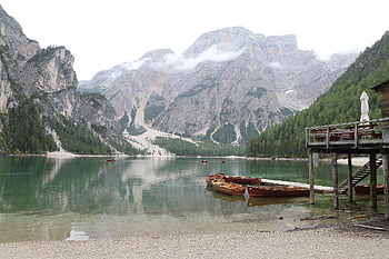 lago di braies, pragser wildsee, Alpy, dolomity, dolomiten, dolomiti, jih-tirol, Itálie, jezero, hory, loď