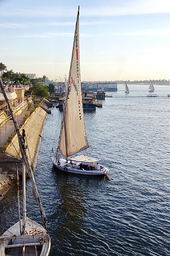 Egypt, luxor, Nil, felucca, navigace, plachetnice, klid, cestovat