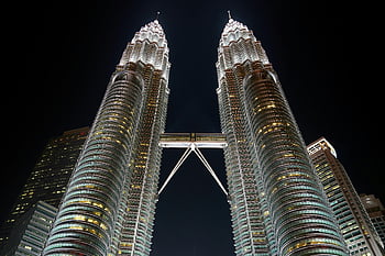 dvojčata Petronas, kuala lumpur, malajsie, noční výhled, nádherný výhled, věž Petronas, věže Petronas, panorama města, kultovní mezník, moderní architektura, mrakodrapy