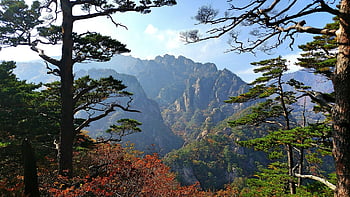 Mt Seolark, korea, gangwon csinál, őszi levelek, tájkép, természet, hegy, ősz, ég