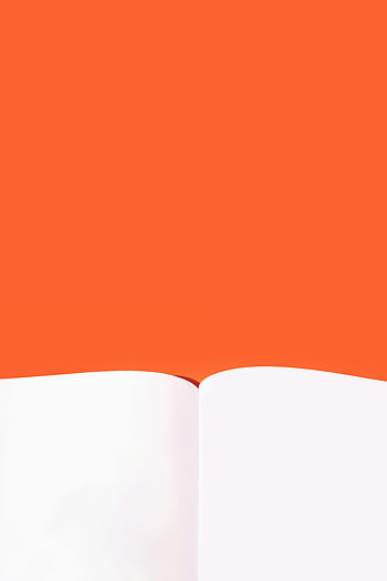 blank notebook pages, orange background, top view, open notebook, blank pages, orange backdrop, minimalist design, clean layout, creative space, writing inspiration, journaling ideas