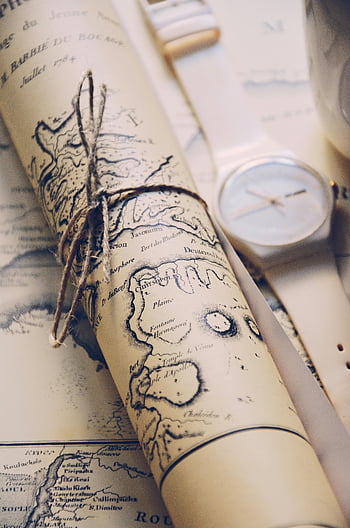 vinobraní mapa, válcovaná mapa, bílá a černá mapa, String svázaný, detail, náramkové hodinky, starožitný mapa, Podrobnosti o mapě, Návrh mapy, Textura mapy, ilustrace mapy