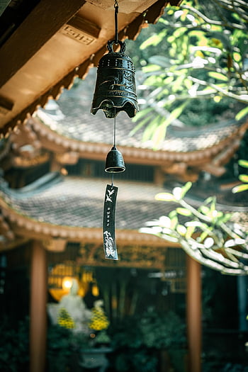 vítr, zvonkohry, zvonek, klidný, zvuk, vinobraní, pagoda, chrám, Vietnam