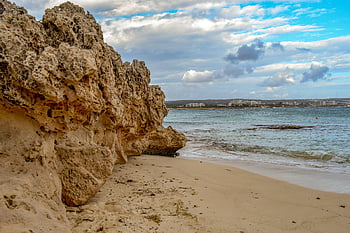 beach, sandy, empty, nature, winter, season, landscape, sky, clouds, makronissos, ayia Napa