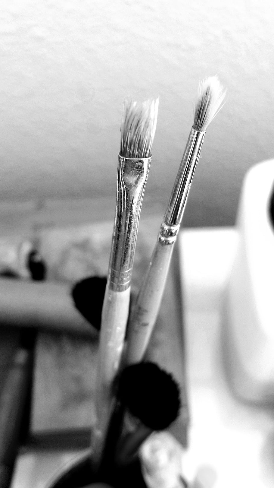 art, paint, brushes, paintbrush, creative, create, black, white