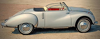 Grey Classic Convertible, coupe, Convertible perak vintage, desain yang elegan, parkir luar ruangan, lokasi yang cerah, mobil klasik, mobil convertible, mobil antik, mobil luar, Desain klasik