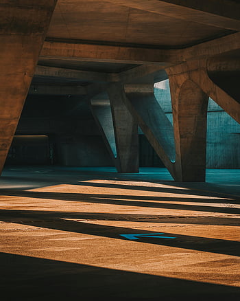 concrete structure, geometric patterns, shadows, concrete pillars, Dongdaemun Design Plaza, Seoul, architectural view, modern architecture, urban design, abstract architecture, light and shadow