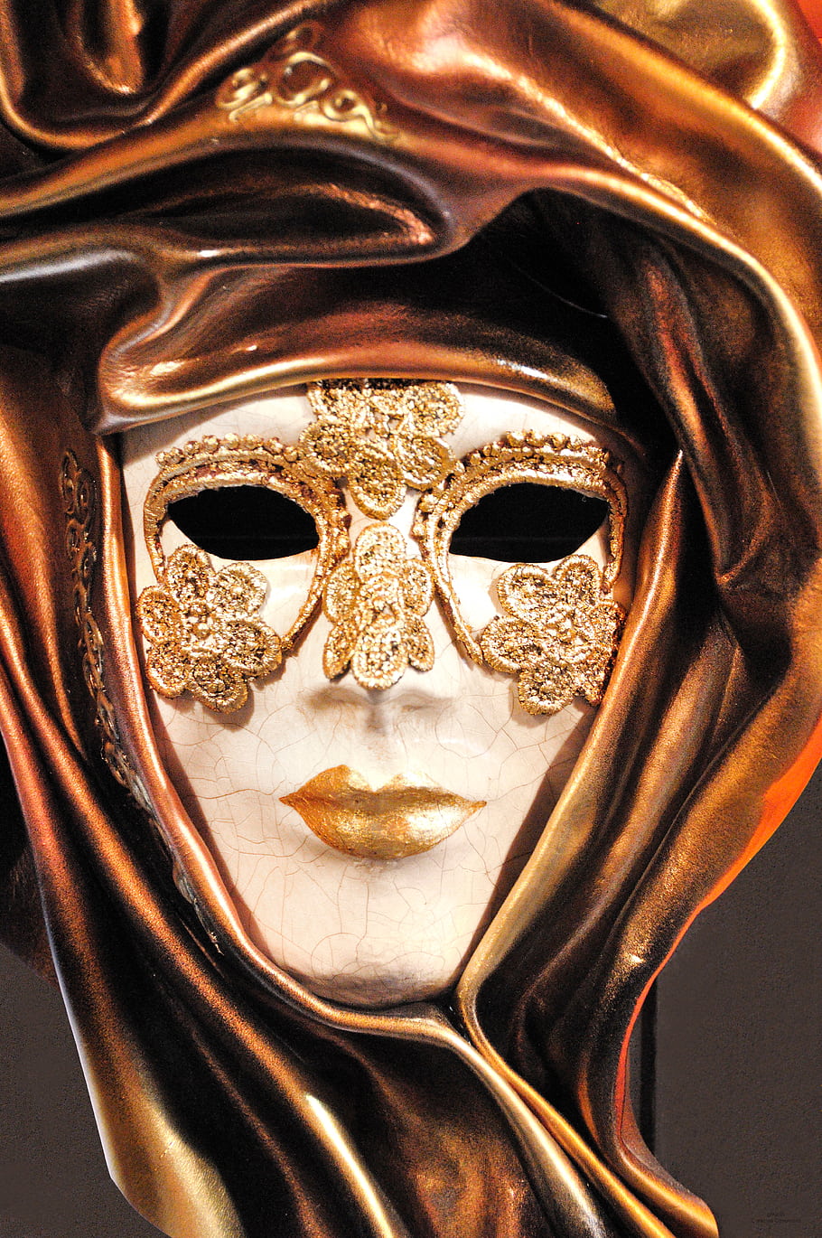 benátská maska, karneval, Benátky, Itálie, zlato, dekorativní, maschera, umění, tradice, Maškaráda, kostým