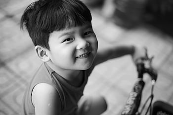 sorriso, sorridere, Vietnam, bambini, ritratto, monocromatico, ragazzo, bambino, figlio