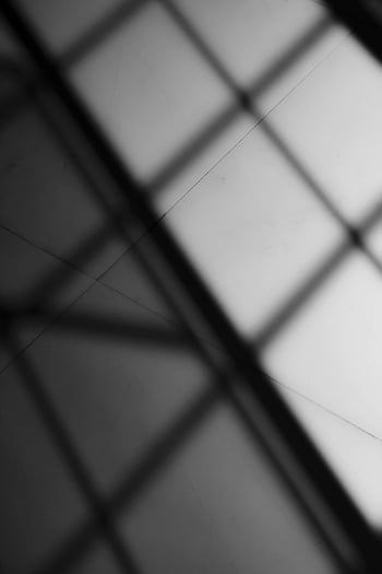 black and white, abstract image, geometric grid, shadow play, ceiling shadow, grid patterns, monochrome photography, architectural shadows, minimalist design, shadow art, geometric shadows