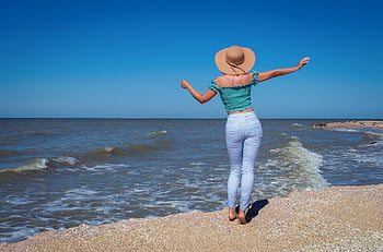 woman, woman With A Hat, young Woman, happy Life, resort, girl On The Sea, model, pose, beautiful, glamor, sea