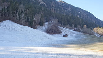 paisaje de montaña, nieve, bosque, Surselva, Grisones