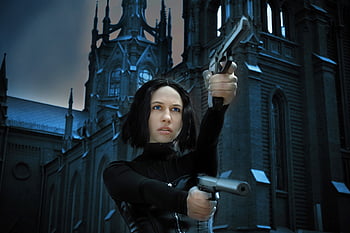 žena, herečka, cosplay, upír, gotický, fantazie, kostým, charakter, zbraně, dělo, Lycans