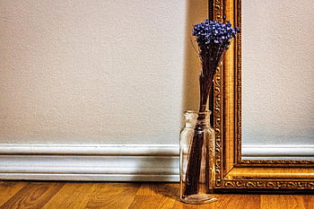 flowers, glass, bottle, beautiful Flowers, flower Background, dried, frame, gold, shadow, depth, flower Wallpaper