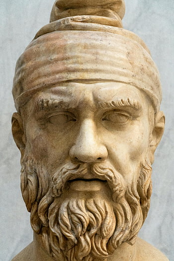 antica scultura in marmo, uomo barbuto, fascia per capelli, avvicinamento, busto della testa, statua, arte antica, statua di marmo, scultura barbuta, scultura a fascia, busto in marmo antico