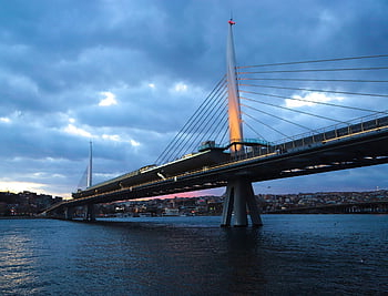 bro, Kalkun, istanbul, aften, solnedgang, natur, overskyet, regn, hav, flodmunding