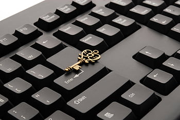 Llave Vintage, llave de latón, llave ornamentada, teclado, teclado negro, cerca de la foto, teclado moderno, llave antigua, llave decorativa, Key en el teclado, accesorio de teclado