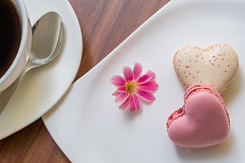 macarons, heart Shape, love, affection, symbol, blossom, bloom, pastries, cookies, sweetness, pink