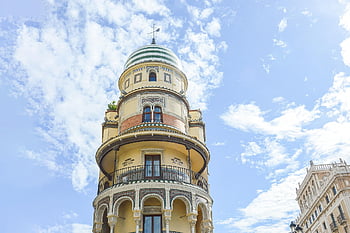 edificio De La Adriática, tower, building, architecture, windows, arches, facade, dome, seville