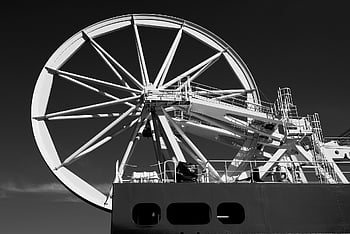 ship, submarine Cable, submarine Cable Ship, port, bremerhaven, monochrome, transport, water, germany, steel Construction, black And White