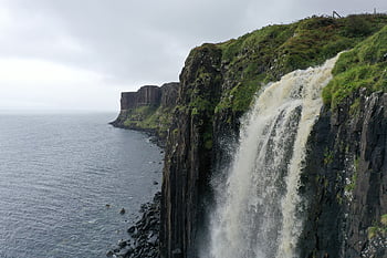 cascata, natureza, Ilha de Skye, oceano, mar, panorama, Escócia