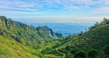Čertovo schodiště, Pohoří Srí Lanka, hd tapetu, Srí Lanka Tea Estate, kopec, vrchol, Skála, scenérie, pozadí oblohy, cool pozadí, tapety hd