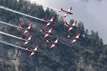 letadel, tým pc 7, formace, PC 7 Turbo, pc-7, švýcarsko, letecká akrobacie, tým, akrobatický tým, přesnost