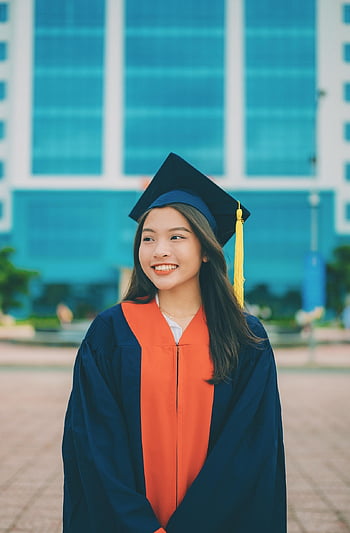 žena, student, absolvovat, usměj se, talár, krása, Vietnam, portrét, pocit, Krásná, vidění