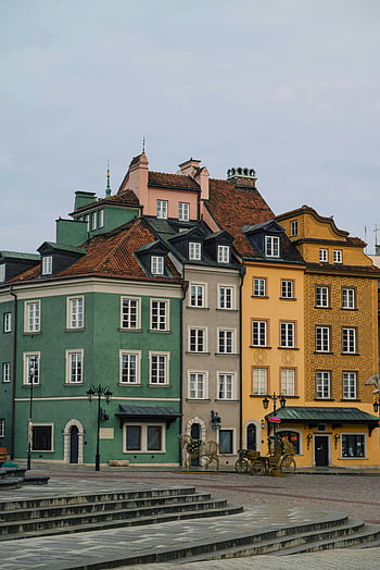 barevné fasády, historické staré město, warsaw, Klasická evropská architektura, Okouzlující budovy, staré město Varšava, Evropské budovy, barevné budovy, historické architektury, Varšavská architektura, Evropské fasády