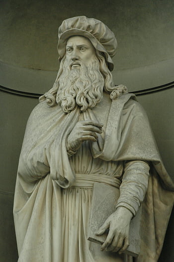 Leonardo Da Vinci, scultura, statua di marmo, Figura rinascimentale, Statua elegante, figura di spicco, arte in marmo, Rinascimento arte, scultura storica, statua artistica, monumento culturale