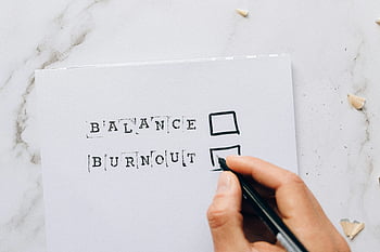 balance, burnout, checklist, close-up, hand, white paper, stress, choice, options, symbolizing, hover