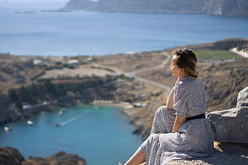 woman, sea, cliff, rest, relax, trip, travel, nature, landscape, turkey, istanbul